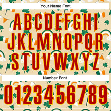 Load image into Gallery viewer, Custom Cream Red Green-Yellow 3D St. Patrick's Day Shamrock Performance Polo Shirt