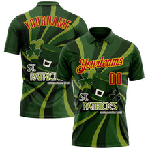 Load image into Gallery viewer, Custom Green Red-Yellow 3D St. Patrick's Day Shamrock Performance Polo Shirt