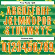 Load image into Gallery viewer, Custom Kelly Green Bay Orange-White 3D St. Patrick's Day Shamrock Performance Polo Shirt