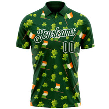 Load image into Gallery viewer, Custom Green White 3D St. Patrick's Day Shamrock Performance Polo Shirt