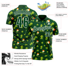 Load image into Gallery viewer, Custom Green White 3D St. Patrick's Day Shamrock Performance Polo Shirt