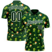 Load image into Gallery viewer, Custom Green White 3D St. Patrick's Day Shamrock Performance Polo Shirt