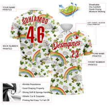 Load image into Gallery viewer, Custom White Red 3D St. Patrick's Day Shamrock Performance Polo Shirt