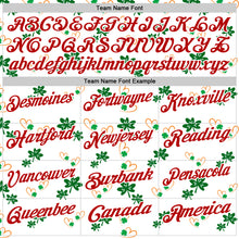 Load image into Gallery viewer, Custom White Red 3D St. Patrick's Day Shamrock Performance Polo Shirt