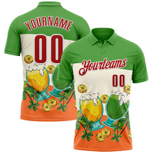 Load image into Gallery viewer, Custom Green Red-White 3D St. Patrick's Day Shamrock Beer Performance Polo Shirt