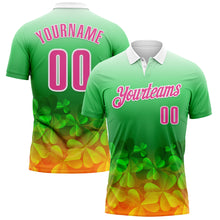 Load image into Gallery viewer, Custom Green Pink-White 3D St. Patrick's Day Shamrock Performance Polo Shirt