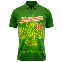 Load image into Gallery viewer, Custom Green Bay Orange-White 3D St. Patrick's Day Shamrock Performance Polo Shirt
