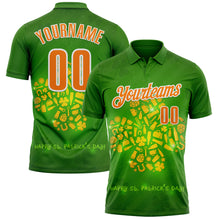 Load image into Gallery viewer, Custom Green Bay Orange-White 3D St. Patrick's Day Shamrock Performance Polo Shirt
