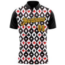 Load image into Gallery viewer, Custom Black Gold-White 3D Gambling Poker Performance Polo Shirt