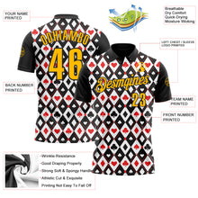 Load image into Gallery viewer, Custom Black Gold-White 3D Gambling Poker Performance Polo Shirt