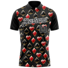 Load image into Gallery viewer, Custom Black White 3D Gambling Poker Performance Polo Shirt