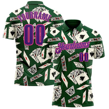 Load image into Gallery viewer, Custom Green Purple-Pink 3D Gambling Poker Performance Polo Shirt