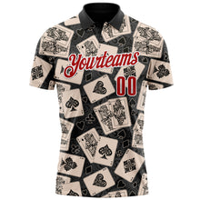 Load image into Gallery viewer, Custom Black Red-White 3D Gambling Poker Performance Polo Shirt