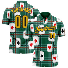 Load image into Gallery viewer, Custom Green Yellow-Black 3D Gambling Poker Performance Polo Shirt