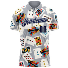 Load image into Gallery viewer, Custom Gray Navy 3D Gambling Poker Performance Polo Shirt