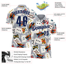 Load image into Gallery viewer, Custom Gray Navy 3D Gambling Poker Performance Polo Shirt