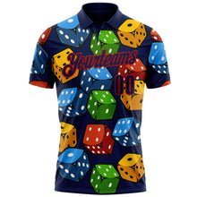 Load image into Gallery viewer, Custom Navy Red 3D Gambling Dice Performance Polo Shirt