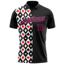 Load image into Gallery viewer, Custom Black Pink 3D Gambling Poker Performance Polo Shirt