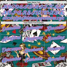 Load image into Gallery viewer, Custom Teal Sky Blue-Pink 3D Gambling Poker Performance Polo Shirt