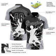 Load image into Gallery viewer, Custom Black Gray-White 3D Tennis Performance Polo Shirt