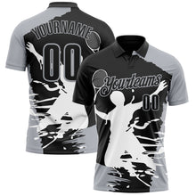 Load image into Gallery viewer, Custom Black Gray-White 3D Tennis Performance Polo Shirt