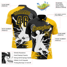 Load image into Gallery viewer, Custom Black Yellow-White 3D Tennis Performance Polo Shirt