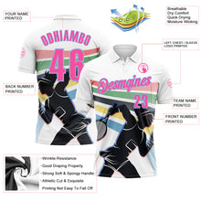 Load image into Gallery viewer, Custom White Pink-Light Blue 3D Tennis Performance Polo Shirt
