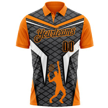 Load image into Gallery viewer, Custom Steel Gray Black-Bay Orange 3D Tennis Performance Polo Shirt