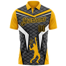 Load image into Gallery viewer, Custom Steel Gray Black-Gold 3D Tennis Performance Polo Shirt