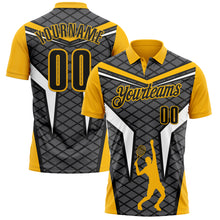 Load image into Gallery viewer, Custom Steel Gray Black-Gold 3D Tennis Performance Polo Shirt