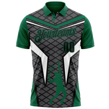 Load image into Gallery viewer, Custom Steel Gray Black-Kelly Green 3D Tennis Performance Polo Shirt