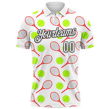 Load image into Gallery viewer, Custom White Black 3D Tennis Performance Polo Shirt
