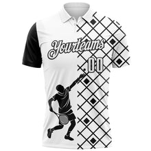 Load image into Gallery viewer, Custom White Black 3D Tennis Performance Polo Shirt