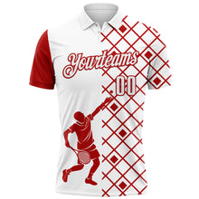Load image into Gallery viewer, Custom White Red 3D Tennis Performance Polo Shirt