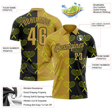 Load image into Gallery viewer, Custom Black Old Gold 3D Tennis Performance Polo Shirt