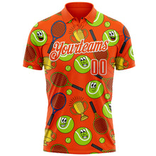 Load image into Gallery viewer, Custom Orange White 3D Tennis Performance Polo Shirt