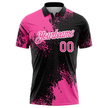Load image into Gallery viewer, Custom Pink Black-White 3D Pattern Design Abstract Brush Stroke Performance Polo Shirt