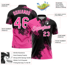 Load image into Gallery viewer, Custom Pink Black-White 3D Pattern Design Abstract Brush Stroke Performance Polo Shirt