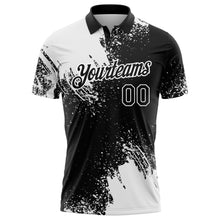 Load image into Gallery viewer, Custom White Black 3D Pattern Design Abstract Brush Stroke Performance Polo Shirt