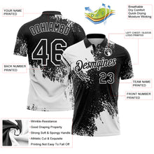 Load image into Gallery viewer, Custom White Black 3D Pattern Design Abstract Brush Stroke Performance Polo Shirt