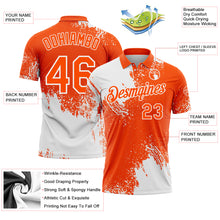 Load image into Gallery viewer, Custom White Orange 3D Pattern Design Abstract Brush Stroke Performance Polo Shirt
