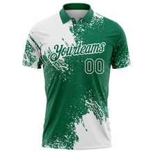 Load image into Gallery viewer, Custom White Kelly Green 3D Pattern Design Abstract Brush Stroke Performance Polo Shirt