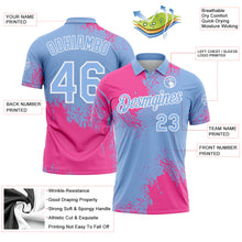 Load image into Gallery viewer, Custom Pink Light Blue-White 3D Pattern Design Abstract Brush Stroke Performance Polo Shirt