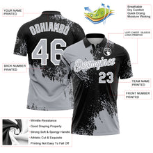 Load image into Gallery viewer, Custom Gray Black-White 3D Pattern Design Abstract Brush Stroke Performance Polo Shirt