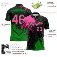 Load image into Gallery viewer, Custom Pink Black-Grass Green 3D Pattern Design Abstract Brush Stroke Performance Polo Shirt