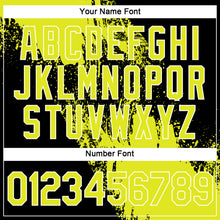 Load image into Gallery viewer, Custom Neon Yellow Black-White 3D Pattern Design Abstract Brush Stroke Performance Polo Shirt