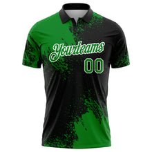 Load image into Gallery viewer, Custom Grass Green Black-White 3D Pattern Design Abstract Brush Stroke Performance Polo Shirt