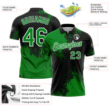 Load image into Gallery viewer, Custom Grass Green Black-White 3D Pattern Design Abstract Brush Stroke Performance Polo Shirt