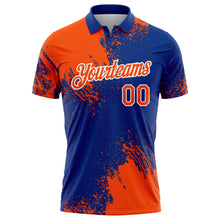 Load image into Gallery viewer, Custom Orange Royal-White 3D Pattern Design Abstract Brush Stroke Performance Polo Shirt