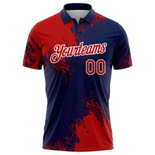 Load image into Gallery viewer, Custom Red Navy-White 3D Pattern Design Abstract Brush Stroke Performance Polo Shirt